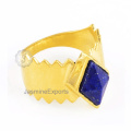 Fornecedor de atacado para lapis Gemstone Ring, 18k banhado a ouro em prata e prata